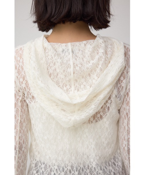AZUL by moussy(アズールバイマウジー)の「ヘンリーネックレースフーディートップス(Tシャツ/カットソー・レディース・ブラック/アイボリー・FREE)」の10枚目の写真