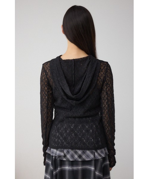 AZUL by moussy(アズールバイマウジー)の「ヘンリーネックレースフーディートップス(Tシャツ/カットソー・レディース・ブラック/アイボリー・FREE)」の18枚目の写真