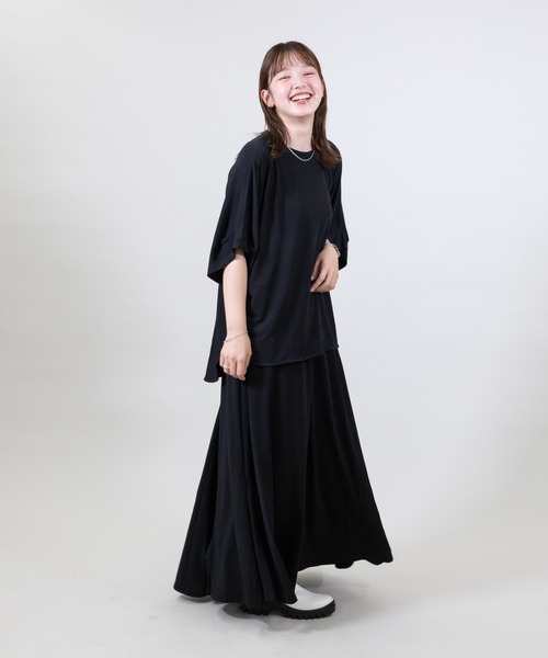 meeny miny(ミーニーマイニー)の「【meeny miny】とろみ~スカート(スカート・レディース・パープル/ブラック/グレー・S-M/M-L)」の4枚目の写真