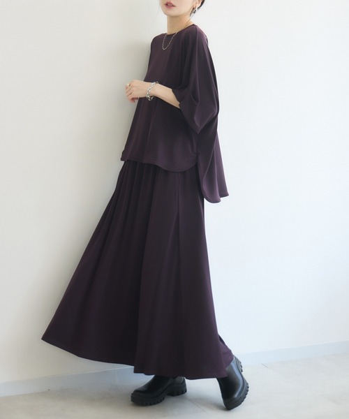 meeny miny(ミーニーマイニー)の「【meeny miny】とろみ~スカート(スカート・レディース・パープル/ブラック/グレー・S-M/M-L)」の12枚目の写真