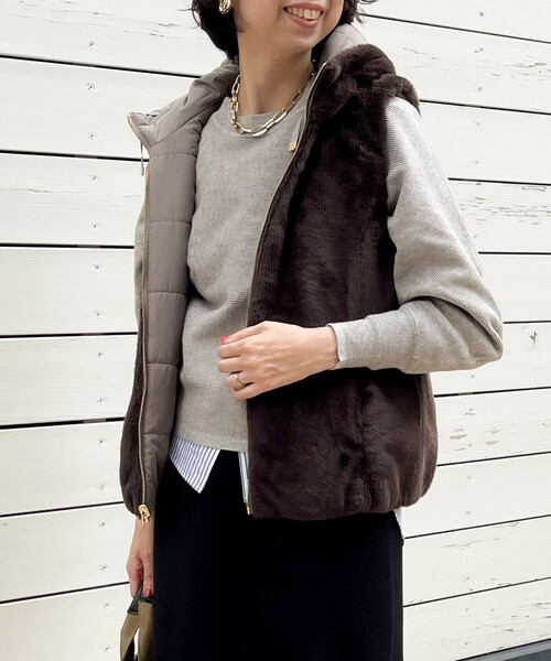 ファイングロス×ファー リバーシブルベスト（ブルゾン）｜MICO COULIER