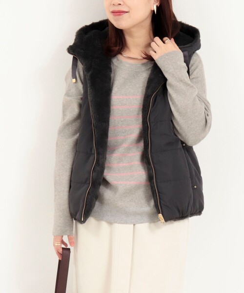 ファイングロス×ファー リバーシブルベスト（ブルゾン）｜MICO COULIER