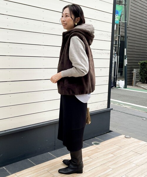 ファイングロス×ファー リバーシブルベスト（ブルゾン）｜MICO COULIER