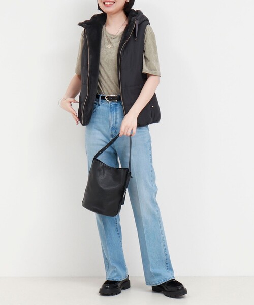 MICO COULIER（ミコクリエ）の「ファイングロス×ファー リバーシブルベスト（ブルゾン・レディース・チャコールグレー/ブラウン/キナリ・38）」の11枚目の写真