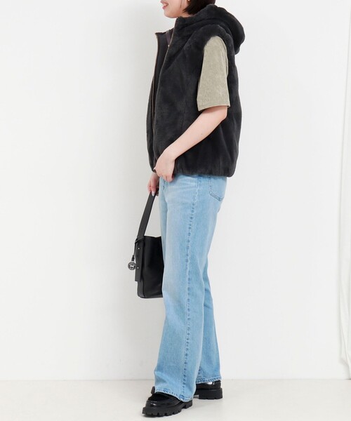 MICO COULIER（ミコクリエ）の「ファイングロス×ファー リバーシブルベスト（ブルゾン・レディース・チャコールグレー/ブラウン/キナリ・38）」の19枚目の写真