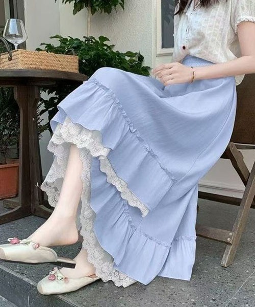 gossip!ロサンゼルス(ゴシップロサンゼルス)の「裾ティアード フリルスカート(スカート・レディース・ブラック/ブルー/ホワイト/ピンク・FREE)」の3枚目の写真