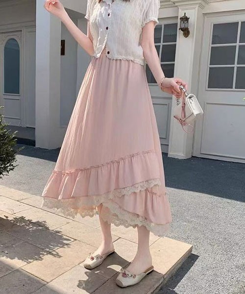 gossip!ロサンゼルス(ゴシップロサンゼルス)の「裾ティアード フリルスカート(スカート・レディース・ブラック/ブルー/ホワイト/ピンク・FREE)」の14枚目の写真