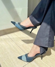 R&E | 【25AW新作】【R&E】パッチワーク×デコストーンミュールパンプス(パンプス)