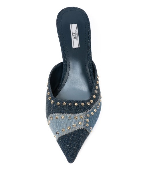 R&E（アールアンドイー）の「【25AW新作】【R&E】パッチワーク×デコストーンミュールパンプス（パンプス・レディース・レオパード/ネイビー系・L/M/S/LL）」の9枚目の写真