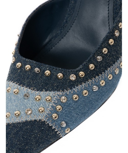 R&E（アールアンドイー）の「【25AW新作】【R&E】パッチワーク×デコストーンミュールパンプス（パンプス・レディース・レオパード/ネイビー系・L/M/S/LL）」の13枚目の写真