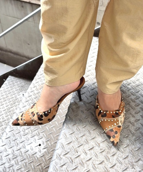 R&E（アールアンドイー）の「【25AW新作】【R&E】パッチワーク×デコストーンミュールパンプス（パンプス・レディース・レオパード/ネイビー系・L/M/S/LL）」の17枚目の写真