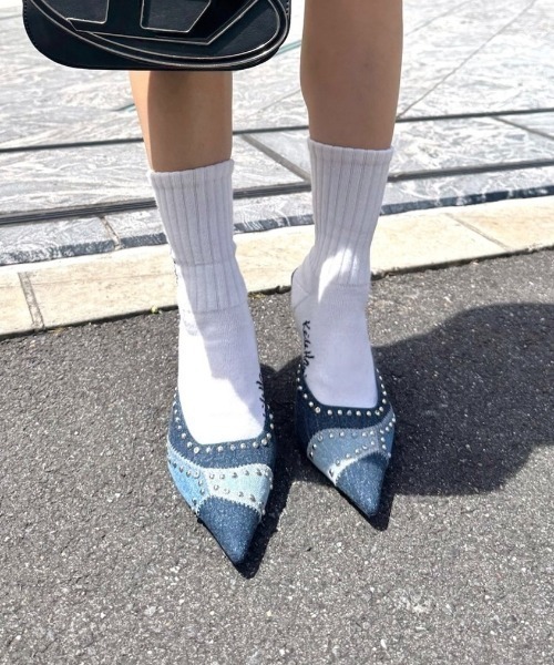 R&E（アールアンドイー）の「【R&E】パッチワーク×デコストーンミュールパンプス（パンプス・レディース・レオパード/ネイビー系・L/M/S/LL）」の18枚目の写真