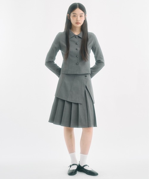 【FEKETE】ラウンドカラージャケット グレー Sサイズ round collar jacket / ラウンドカラージャケット（その他アウター