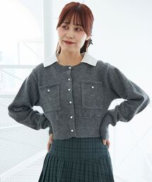 襟付きニット」に該当するグレー/灰色系のファッション通販