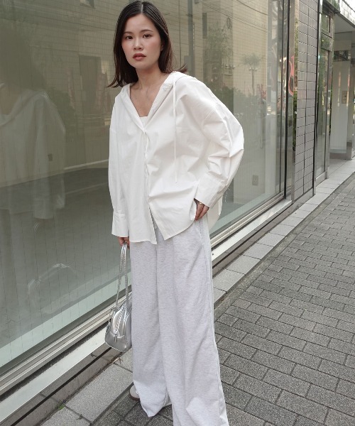 CORNERS（コーナーズ）の「ワッシャーフード付きシャツ（シャツ/ブラウス・レディース・オフホワイト/ブラック・M）」の10枚目の写真