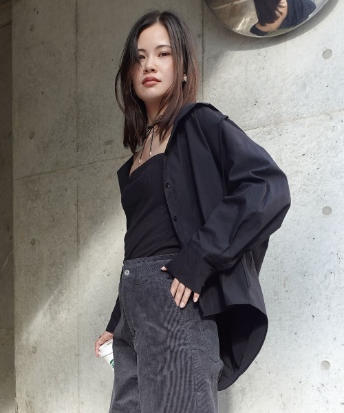 CORNERS（コーナーズ）の「ワッシャーフード付きシャツ（シャツ/ブラウス・レディース・オフホワイト/ブラック・M）」の15枚目の写真