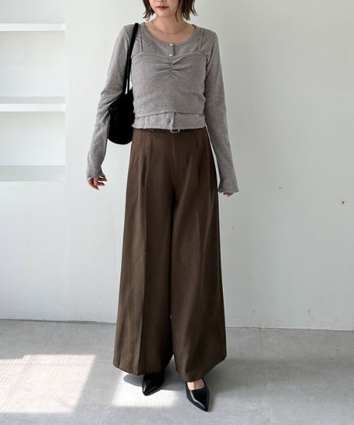 archives(アルシーヴ)の「ベルト付タックワイドスラックス(スラックス・レディース・ブラック/グレー/モカ・MEDIUM)」の14枚目の写真