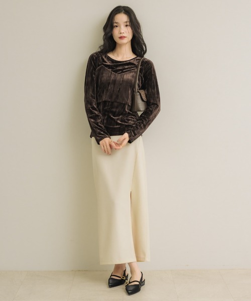 NEUNA(ヌナ)の「クラッシュベロアset top(Tシャツ/カットソー・レディース・ブラック/ブラウン/オフホワイト・FREE)」の9枚目の写真