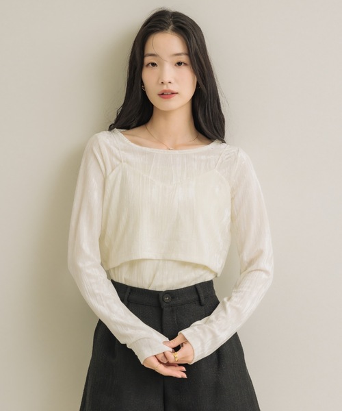 NEUNA(ヌナ)の「クラッシュベロアset top(Tシャツ/カットソー・レディース・ブラック/ブラウン/オフホワイト・FREE)」の12枚目の写真