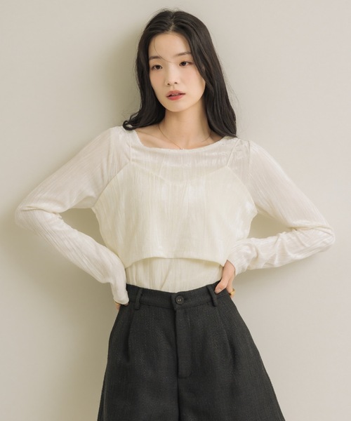 NEUNA(ヌナ)の「クラッシュベロアset top(Tシャツ/カットソー・レディース・ブラック/ブラウン/オフホワイト・FREE)」の6枚目の写真