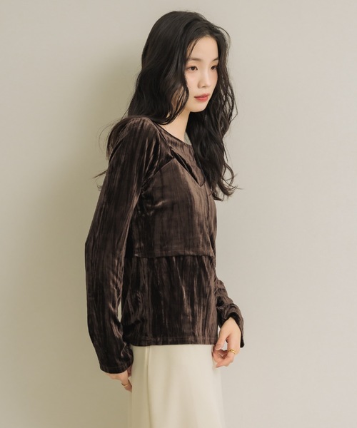 NEUNA(ヌナ)の「クラッシュベロアset top(Tシャツ/カットソー・レディース・ブラック/ブラウン/オフホワイト・FREE)」の8枚目の写真