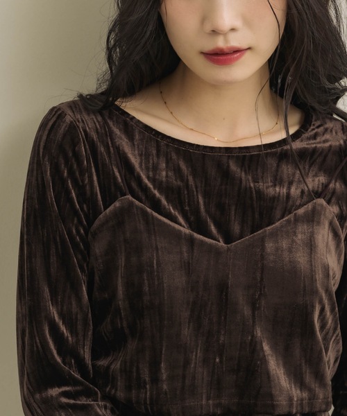 NEUNA(ヌナ)の「クラッシュベロアset top(Tシャツ/カットソー・レディース・ブラック/ブラウン/オフホワイト・FREE)」の13枚目の写真