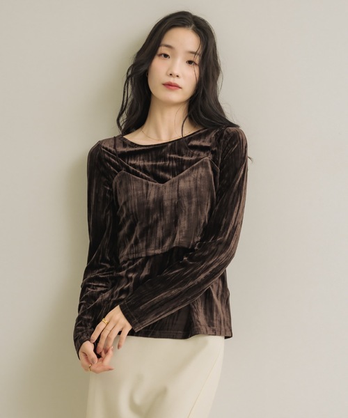 NEUNA(ヌナ)の「クラッシュベロアset top(Tシャツ/カットソー・レディース・ブラック/ブラウン/オフホワイト・FREE)」の5枚目の写真