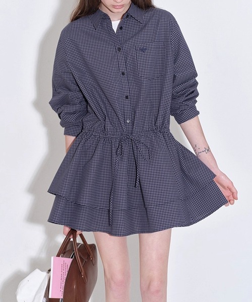 チェック柄ダブルヘム シャツミニワンピース FQ25L013【Fano