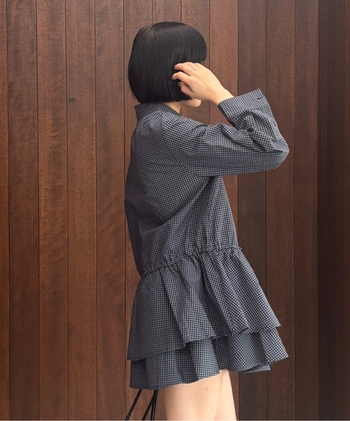 セール】チェック柄ダブルヘム シャツミニワンピース FQ25L013【Fano