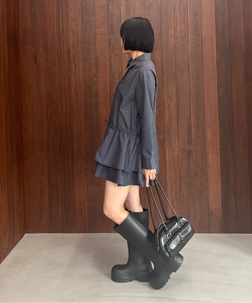 セール】チェック柄ダブルヘム シャツミニワンピース FQ25L013【Fano