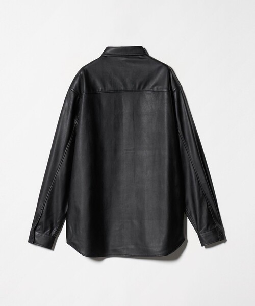   黒 レザーシャツ Lサイズ セール】レザーライク ジャストルーズ シャツ（シャツ/ブラウス