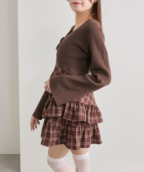 OLIVE des OLIVE（オリーブデオリーブ）の「【セットで着れる】ニットボレロセットワンピ（ワンピース・レディース・ブラック/オフホワイト/アイボリー/ボルドー・FREE）」の7枚目の写真