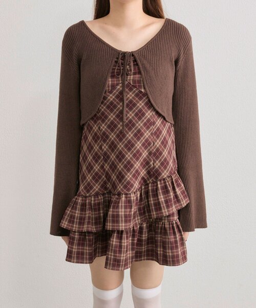 OLIVE des OLIVE（オリーブデオリーブ）の「【セットで着れる】ニットボレロセットワンピ（ワンピース・レディース・ブラック/オフホワイト/アイボリー/ボルドー・FREE）」の12枚目の写真