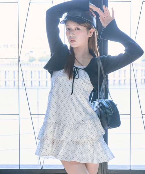 OLIVE des OLIVE（オリーブデオリーブ）の「【セットで着れる】ニットボレロセットワンピ（ワンピース・レディース・ブラック/オフホワイト/アイボリー/ボルドー・FREE）」の3枚目の写真