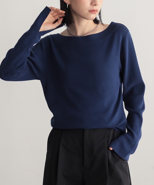 for/c（フォーシー）の「[新色追加]コットン混やわらかオフショルニット【サスティナブル】（ニット/セーター・レディース・ブラウン/ブラック/ブルー/オフホワイト/ピンク・L/M/LL）」の4枚目の写真