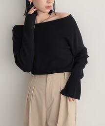 for/c（フォーシー）の「コットン混やわらかオフショルニット【サスティナブル】（ニット/セーター・レディース）」
