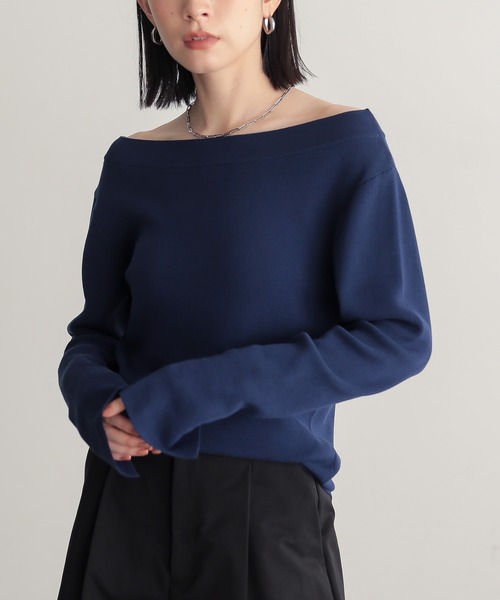 for/c（フォーシー）の「[新色追加]コットン混やわらかオフショルニット【サスティナブル】（ニット/セーター・レディース・ブラウン/ブラック/ブルー/オフホワイト/ピンク・L/M/LL）」の13枚目の写真