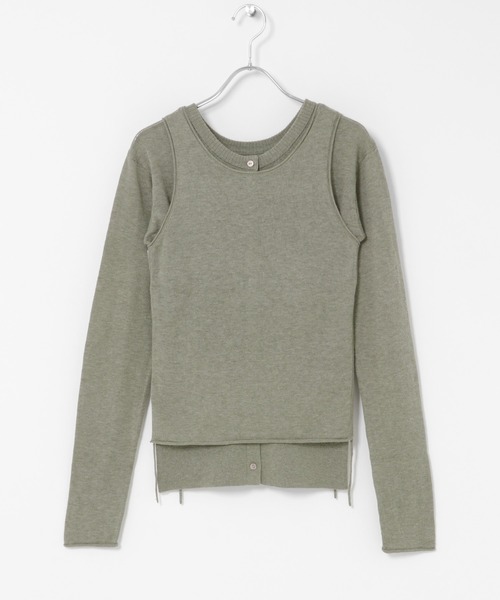 THE GOODLAND MARKET（ザグッドランドマーケット）の「cwtch　LAYERED KNIT TOPS（カーディガン/ボレロ・レディース・ネイビー/ライトカーキ/レッド・FREE）」の2枚目の写真