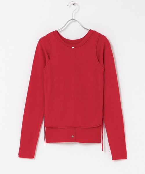 THE GOODLAND MARKET（ザグッドランドマーケット）の「cwtch　LAYERED KNIT TOPS（カーディガン/ボレロ・レディース・ネイビー/ライトカーキ/レッド・FREE）」の10枚目の写真