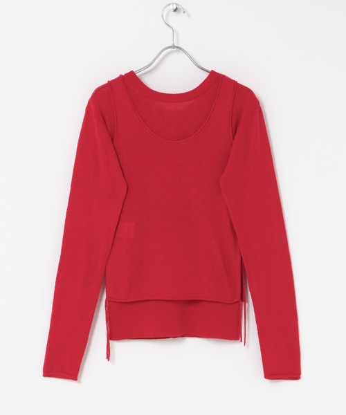 THE GOODLAND MARKET（ザグッドランドマーケット）の「cwtch　LAYERED KNIT TOPS（カーディガン/ボレロ・レディース・ネイビー/ライトカーキ/レッド・FREE）」の11枚目の写真