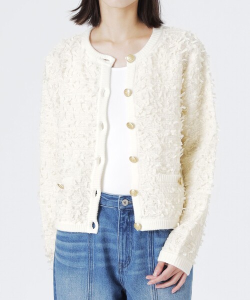 LOVELESS（ラブレス）の「ツイードコンビカーディガン（カーディガン/ボレロ・レディース・ブラック/オフホワイト・36）」の6枚目の写真