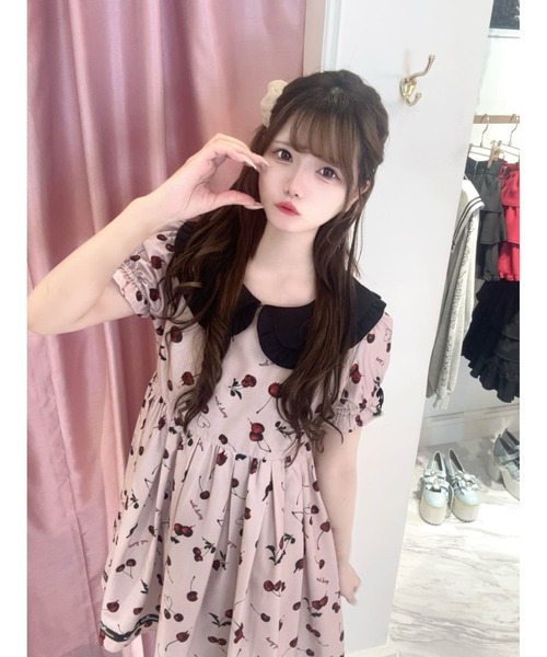 Ank Rouge（アンクルージュ）の「メルトチェリーワンピース（ワンピース・レディース・ブラック/ピンク・M）」の2枚目の写真