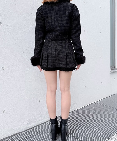 NOMAE(ノーマエ)の「ファーノーカラーツィードジャケット(テーラードジャケット・レディース・ピンク/アイボリー/ブラック・FREE)」の19枚目の写真