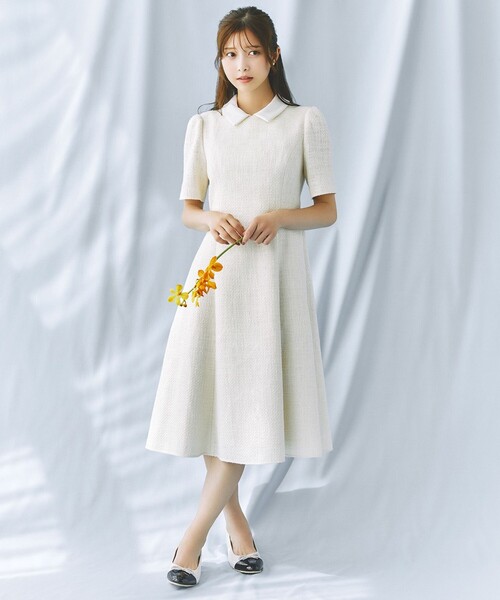 TOCCA(トッカ)の「TWEED BLOSSOM ドレス(ワンピース・レディース・ブラック系5/アイボリー系5/ピンク系5・0/4/6/2)」の5枚目の写真