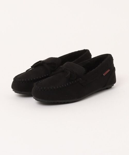 Balancoire(ブランコアール)の「Balancoire(ブランコワール) 暖かい 結びリボン ボアモカシン(モカシン/デッキシューズ・レディース・グレー/ブラック/グリーン系その他/ダークブラウン/コーラルピンク/レンガ・22.5cm/23.0cm/23.5cm/24.0cm/24.5cm)」の2枚目の写真