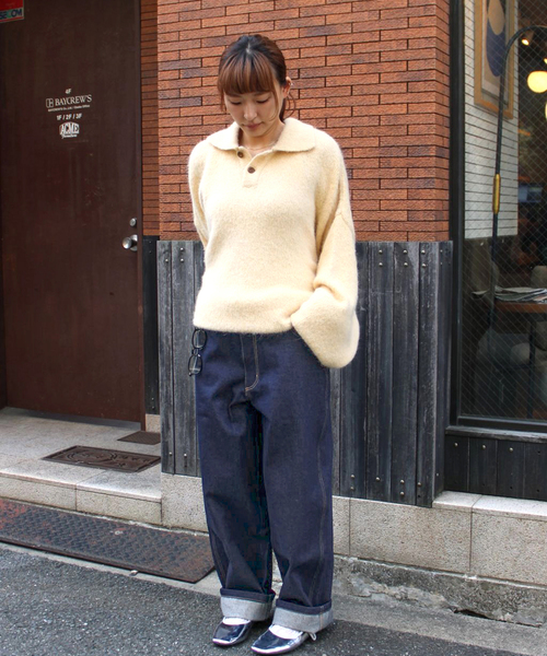 WISM(ウィズム)の「WISM ORIGINAL PRODUCT BAGGY DENIM PANT 2(デニムパンツ・メンズ・ネイビー/カーキ・34/32/30)」の5枚目の写真