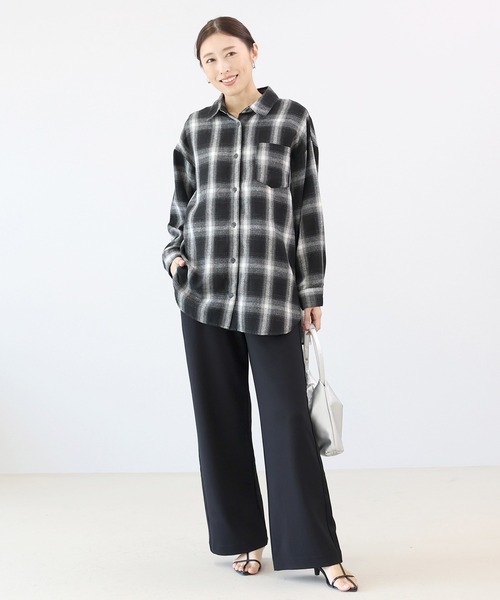 Aletta vita(アレッタビータ)の「オンブレチェックチュニックシャツ(シャツ/ブラウス・レディース・ブラウン/ブラック・M)」の6枚目の写真