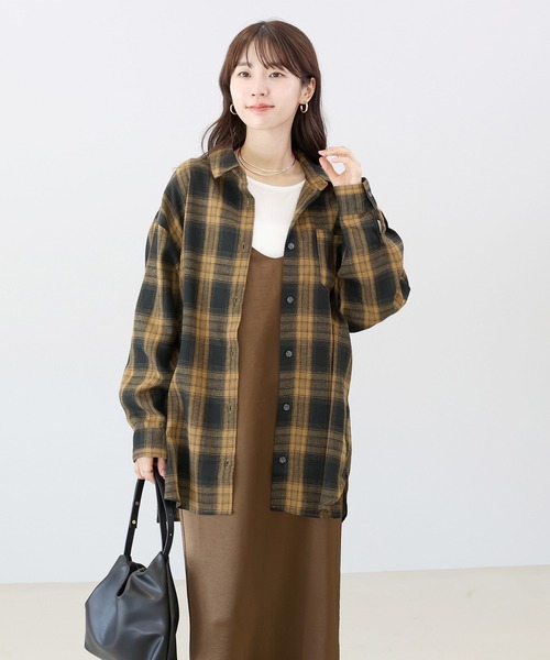 Aletta vita(アレッタビータ)の「オンブレチェックチュニックシャツ(シャツ/ブラウス・レディース・ブラウン/ブラック・M)」の19枚目の写真