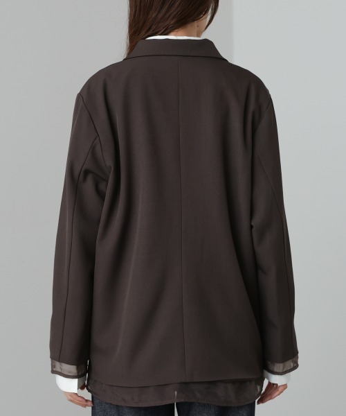 Bab（バブ）の「シアー切替ダブルテーラードジャケット（テーラードジャケット・レディース・チャコールグレー/ブラウン/ダークブラウン・M）」の22枚目の写真