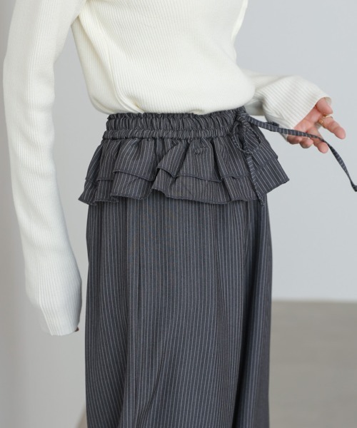 Bab（バブ）の「ウエストフリルストライプパンツ（その他パンツ・レディース・グレー/ブラック・M）」の16枚目の写真